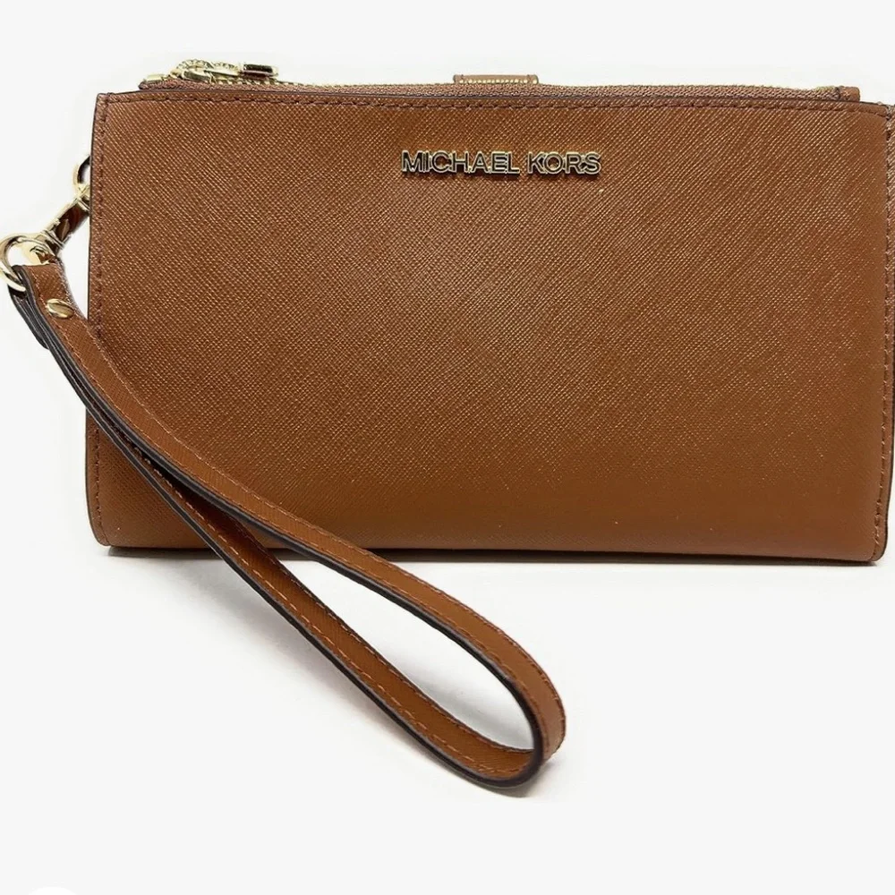 Michael Kors Women's Jet Set Travel Double Zip Wristlet Wallet Saffiano Leather
